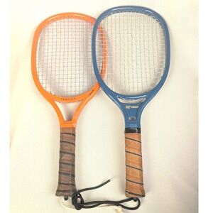 Vtg 70s Pair Leach Racquetball Racquets Bandido Orange & DP Blue Retro Game
